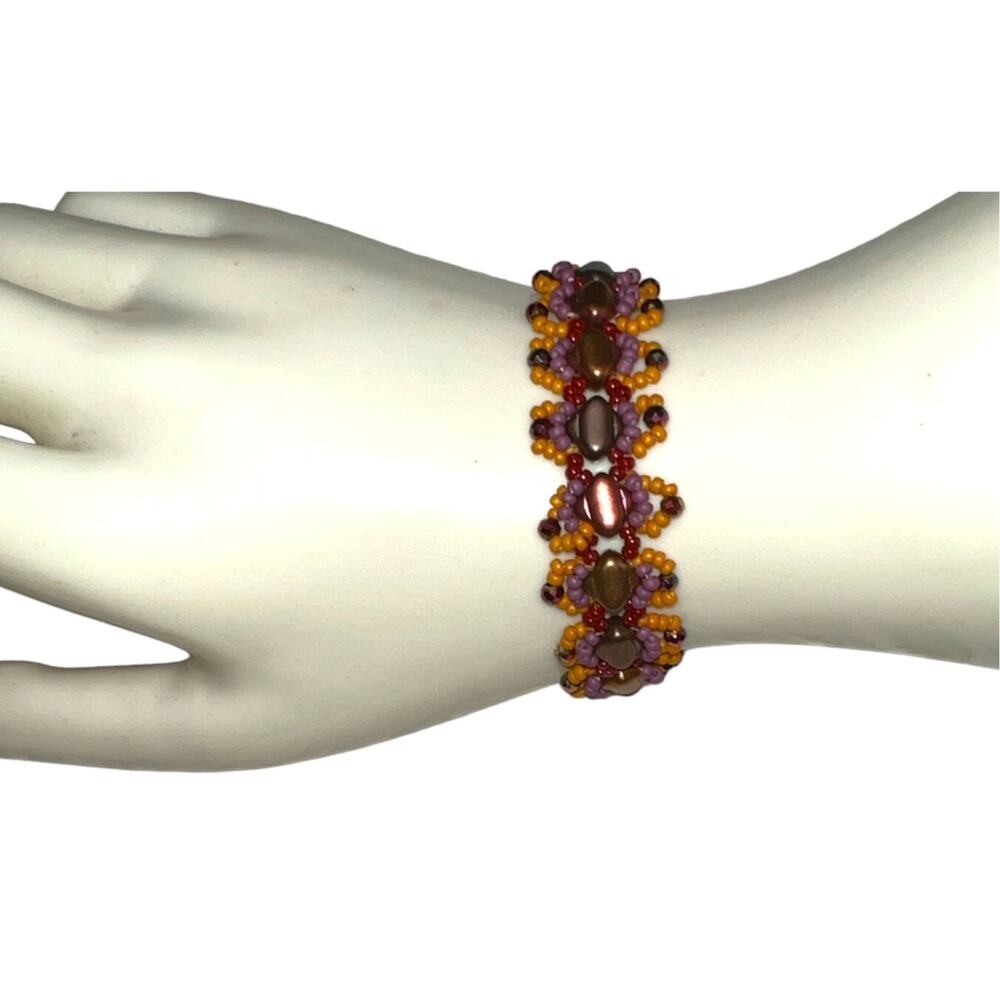 HANDMADE iridescent Gold Silky Bracelet   7”